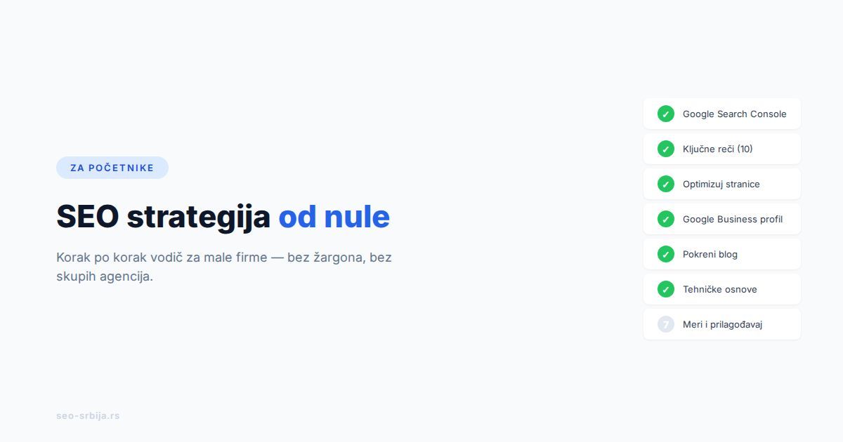 Plan SEO strategije na papiru sa koracima za male firme