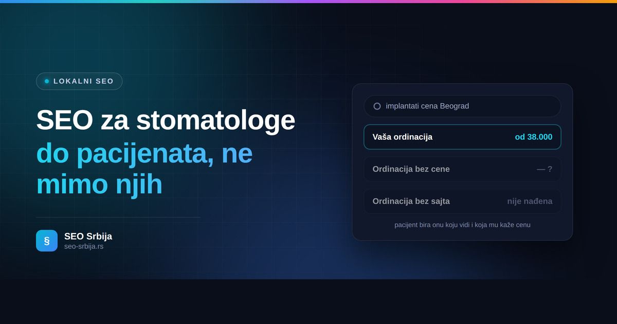 SEO za stomatologe u Srbiji - kako da ordinacija dođe do pacijenata preko Google pretrage