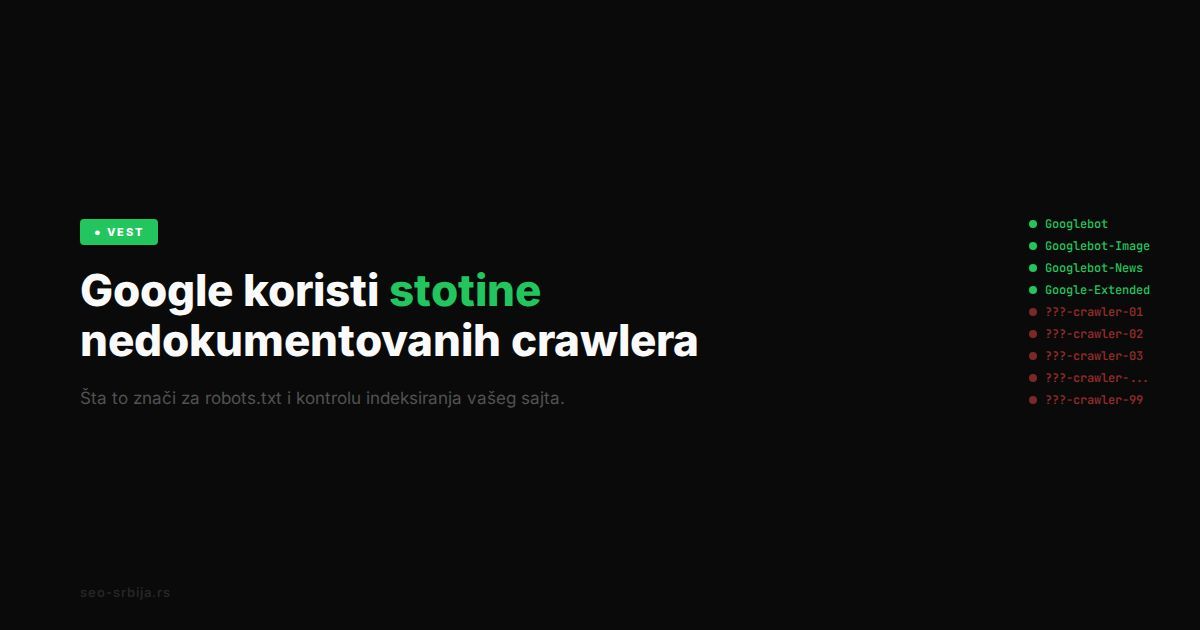 Vizualizacija Google bot crawlera koji obilaze web stranice