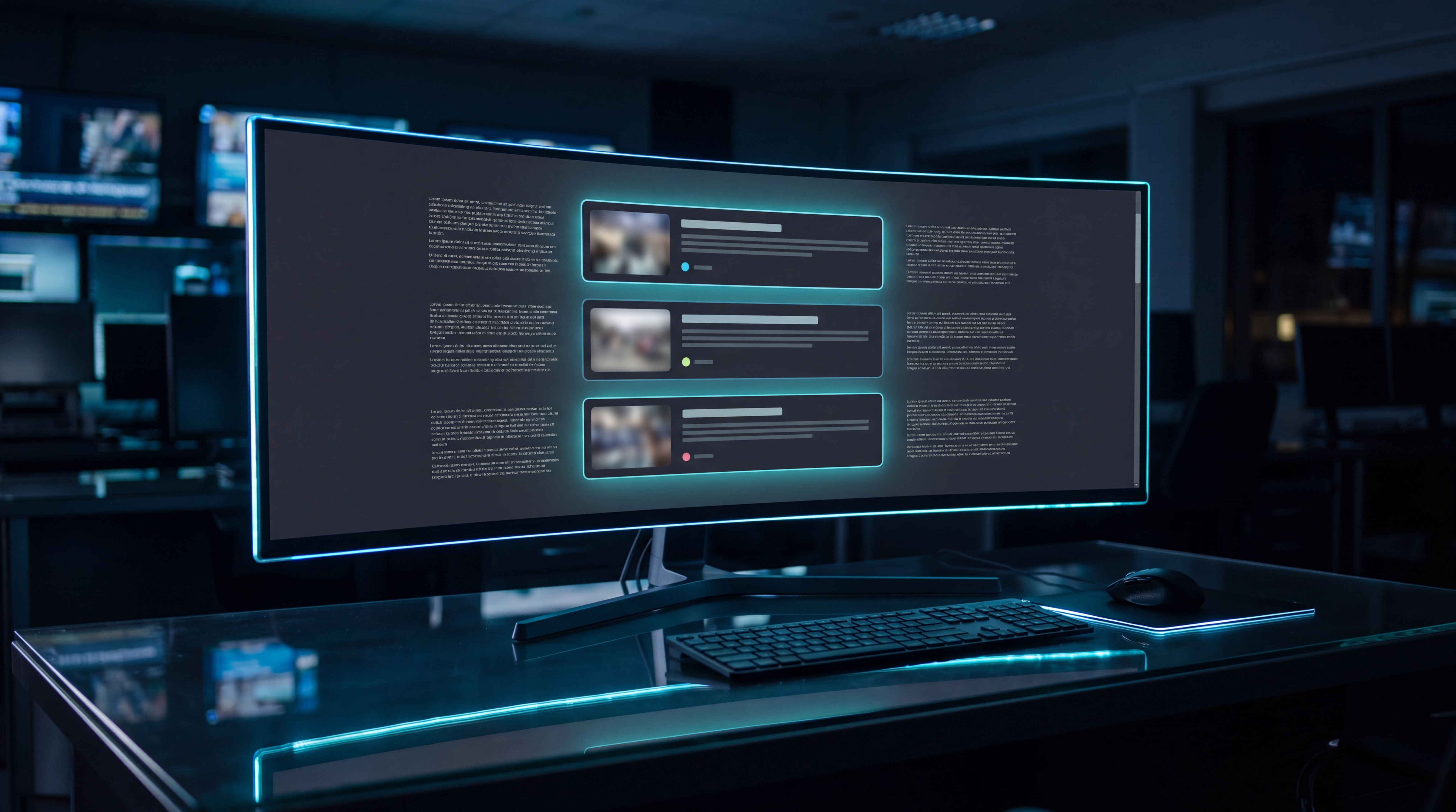 Tamna tech ilustracija Google AI Mode odgovora sa horizontalnim carouselom vesti