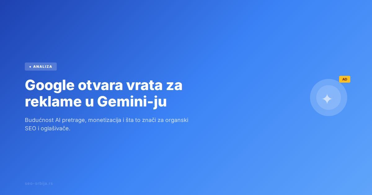 Google Gemini interfejs sa naznačenim mestom za reklame