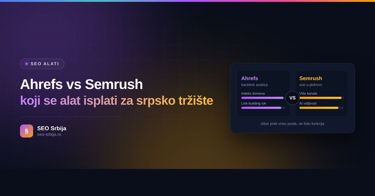 Ahrefs vs Semrush poređenje za srpsko tržište - koji SEO alat se isplati u 2026